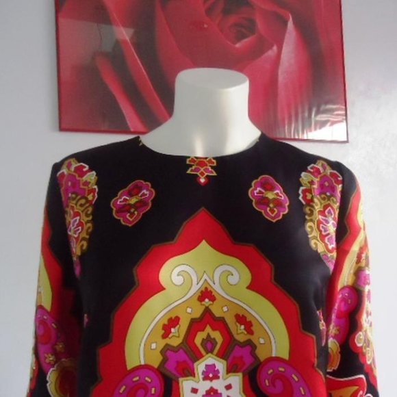 NWT Celebrity See By Chloe 60's/70's Psychedelic Style Silk Shift Dress - Picture 4 of 10